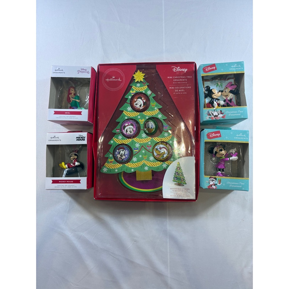 Disney Hallmark Ornaments Bundle Mini Tree Mickey Minnie Ariel 5pc Set